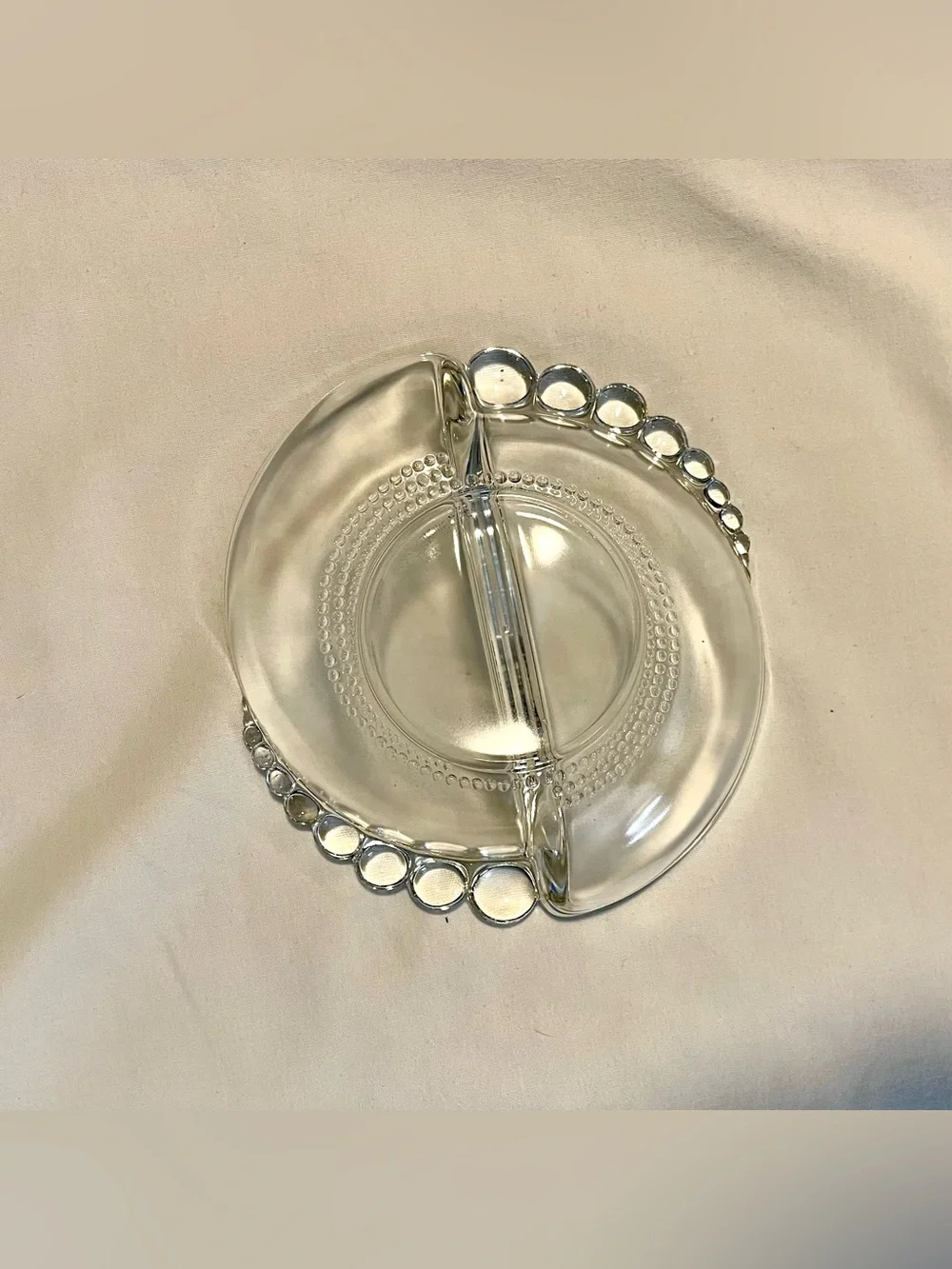 *VINTAGE* Duncan & Miller Glass 2~Sided Serving Dish - Clear Glass - 6” x 2”
